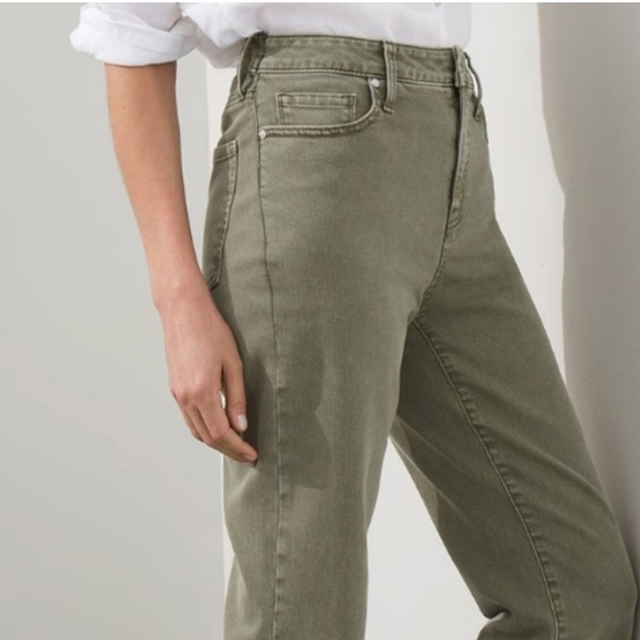 Chico's Olive Gray High Rise Straight Leg Ankle Jeans 5-Pockets Slight Distress - Picture 3 of 12